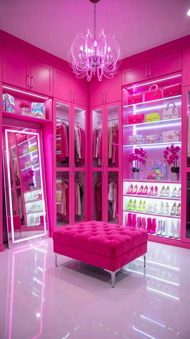Vibrant pink luxury closet representing an elevated personal lifestyle